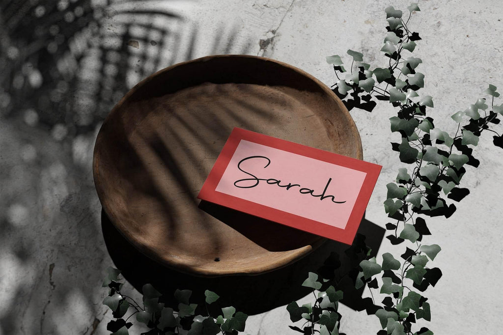 Red & Pink Wedding Place Cards | Pack of 10 | Flat Design - Larosier Prints