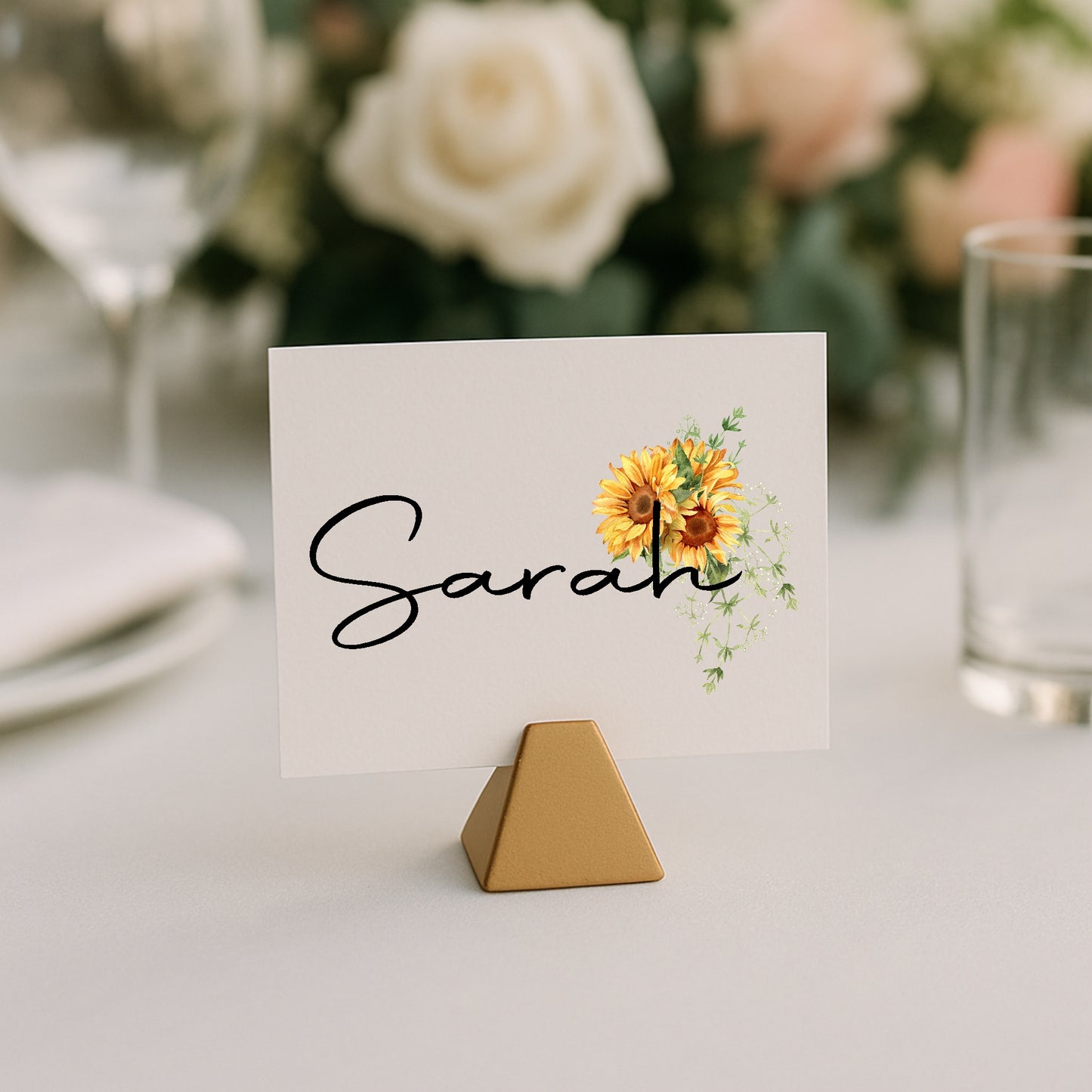 Sunflower Wedding Place Cards | Pack of 10 | Flat Design