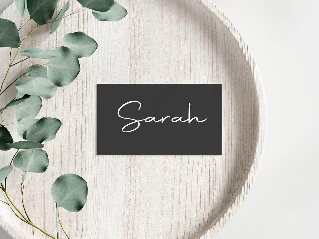 Minimalist Noir Wedding Place Cards | Pack of 10 | Flat Design - Larosier Prints