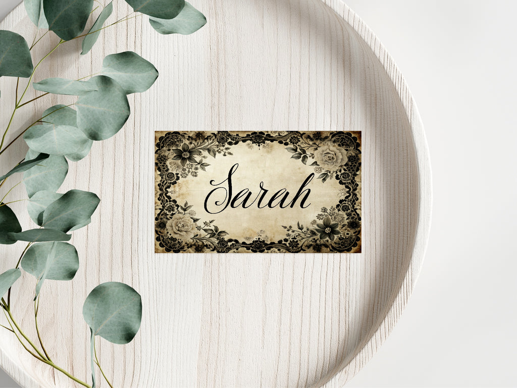 Black Rose Wedding Place Cards | Pack Of 10