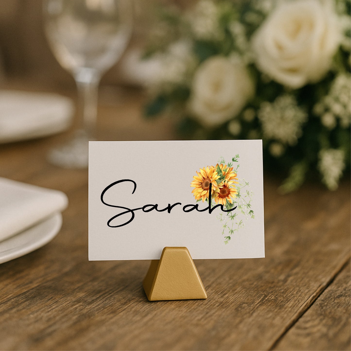 Sunflower Wedding Place Cards | Pack of 10 | Flat Design