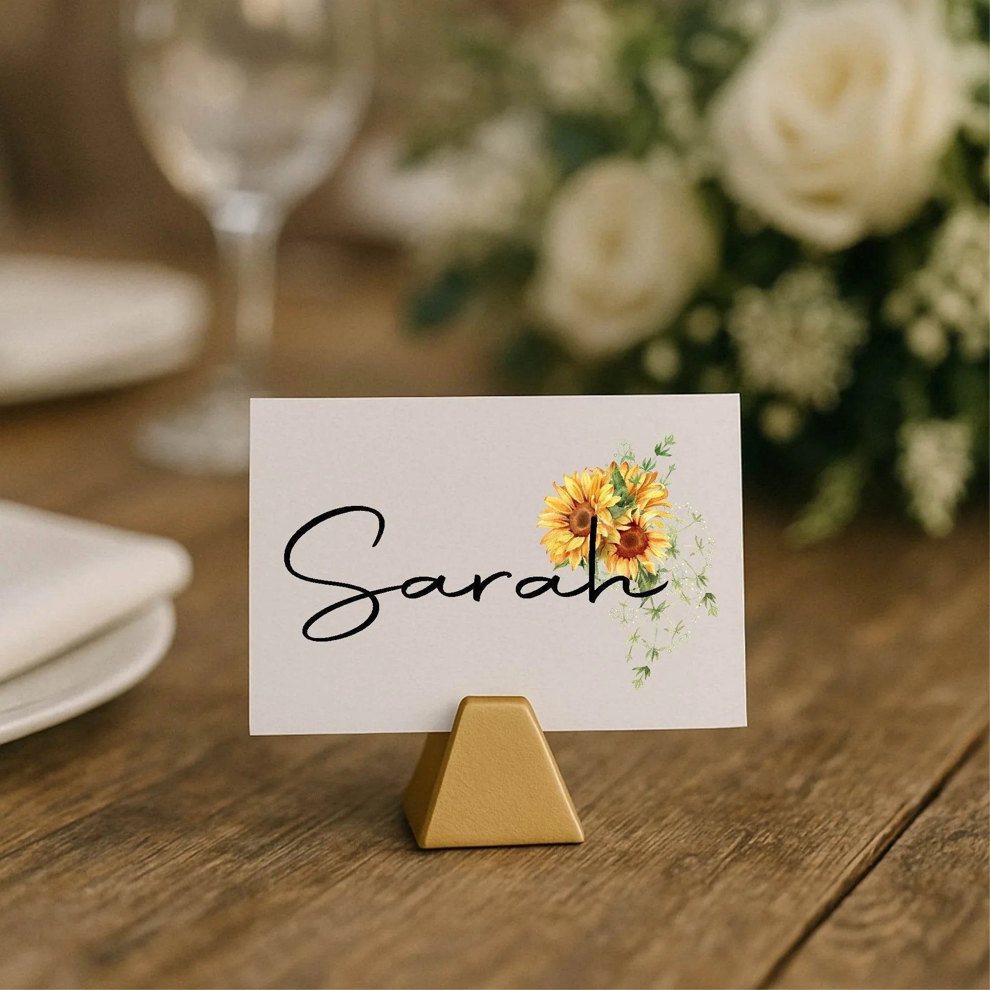 Sunflower Wedding Place Cards | Pack of 10 | Flat Design - Larosier Prints