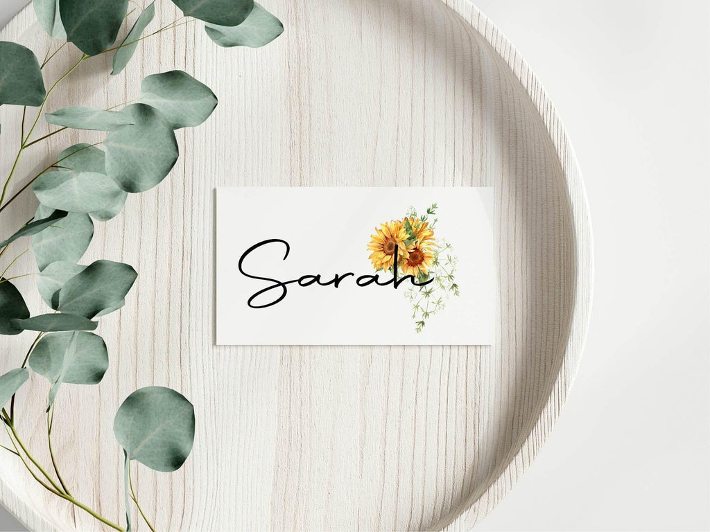 Sunflower Wedding Place Cards | Pack of 10 | Flat Design - Larosier Prints