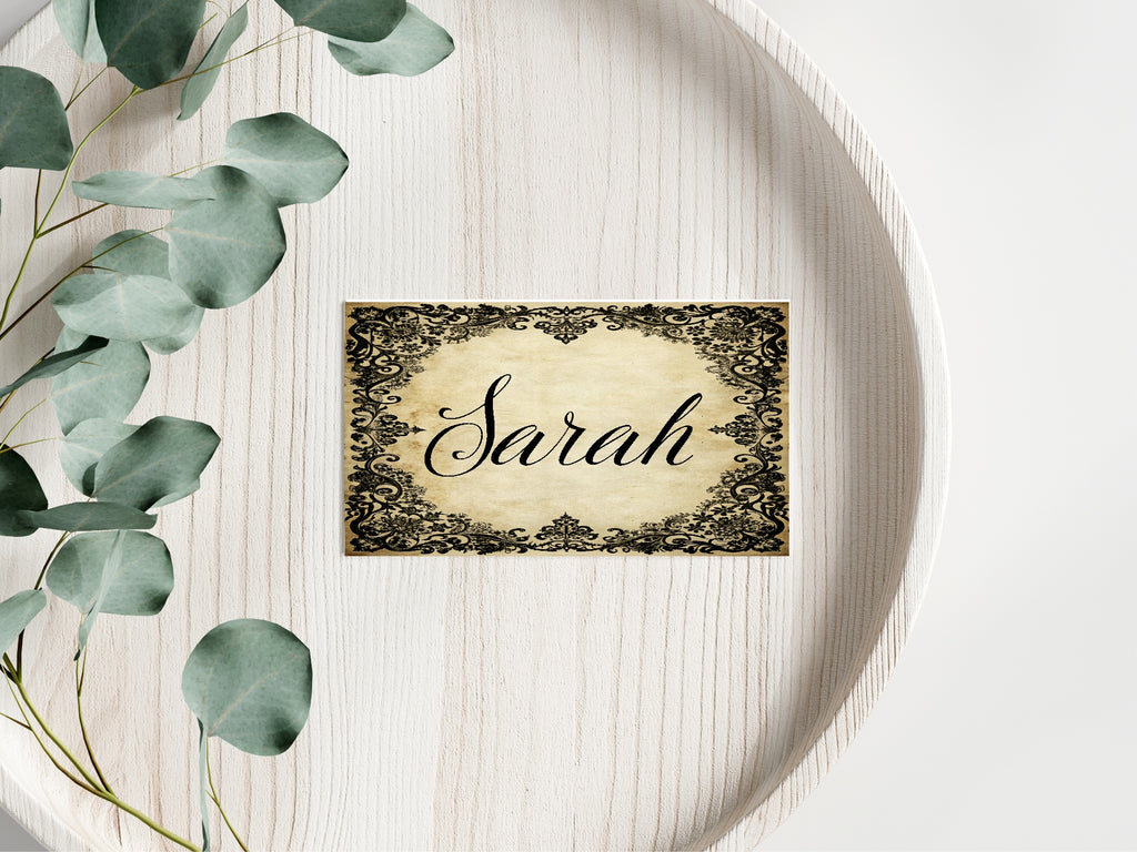 Black Lace Wedding Place Cards | Pack Of 10