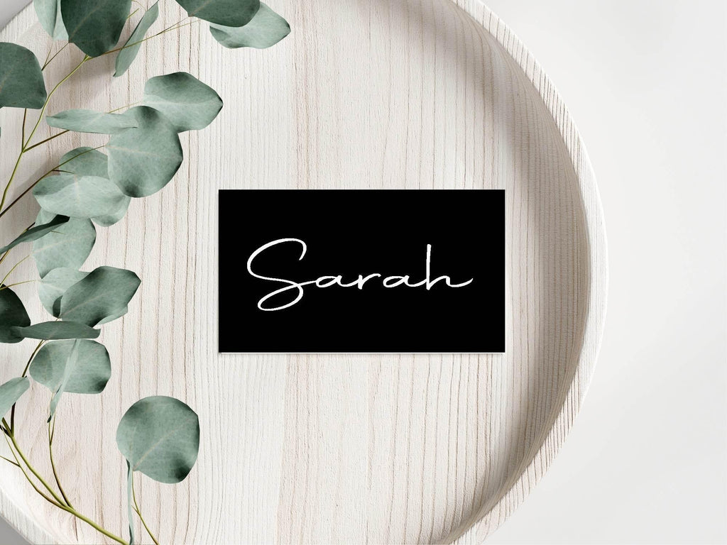 Black & White Stripe Wedding Place Cards | Pack of 10 | Flat Design - Larosier Prints