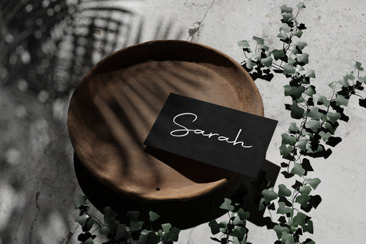 Black & White Stripe Wedding Place Cards | Pack of 10 | Flat Design