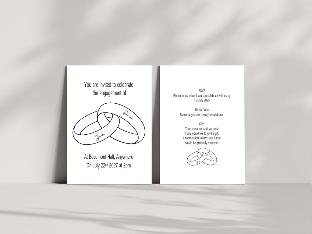 Wedding Bands Engagement Party Invitations | Personalised | Pack of 10