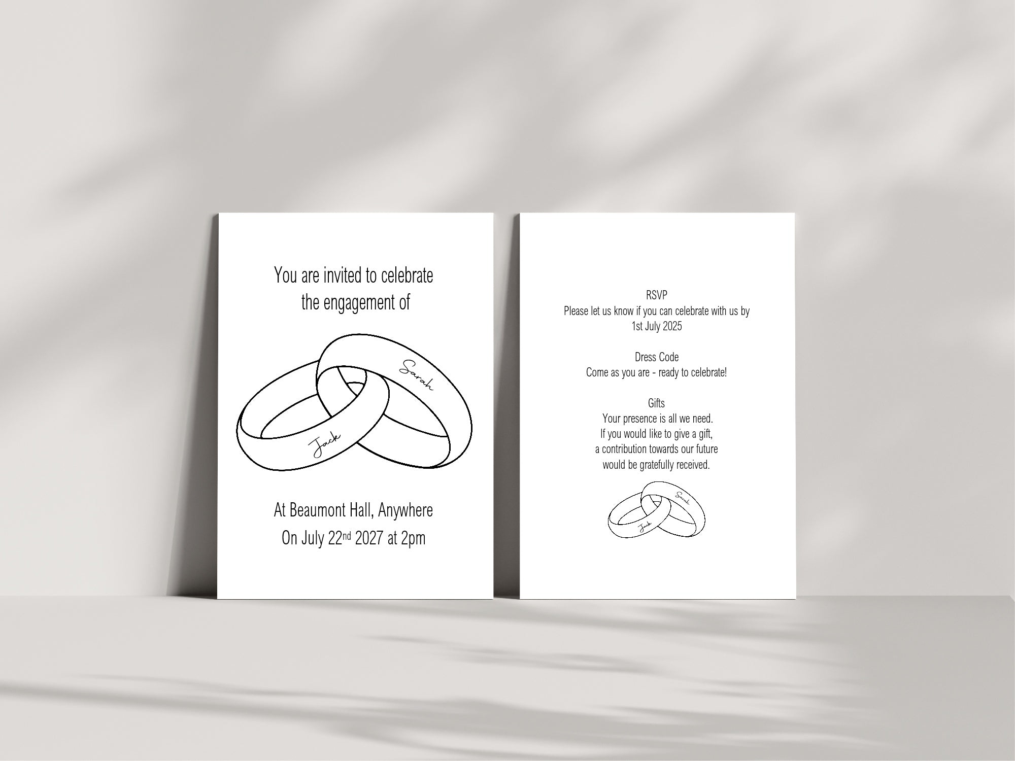 Wedding Bands Engagement Party Invitations | Personalised | Pack of 10