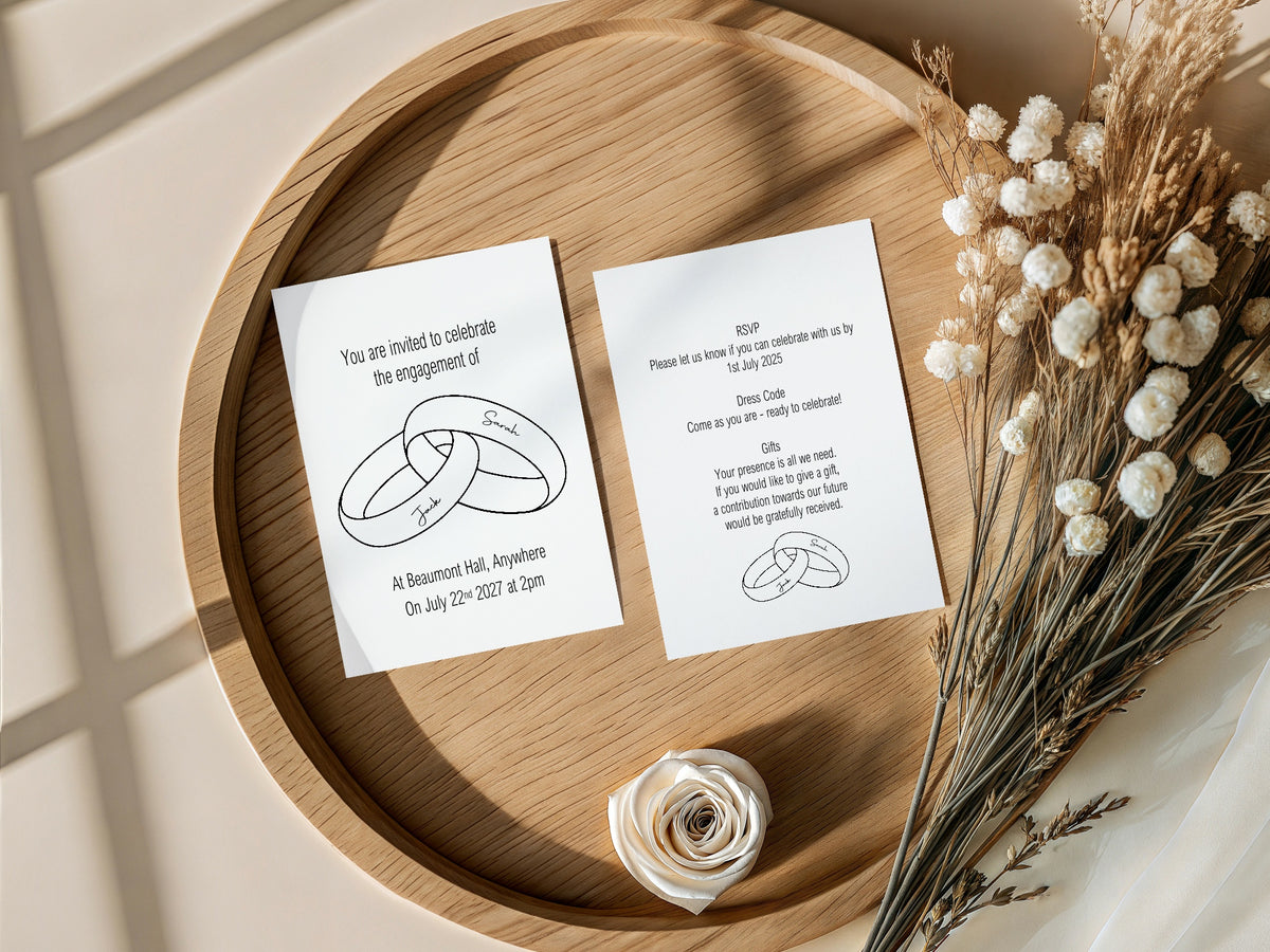 Wedding Bands Engagement Party Invitations | Personalised | Pack of 10