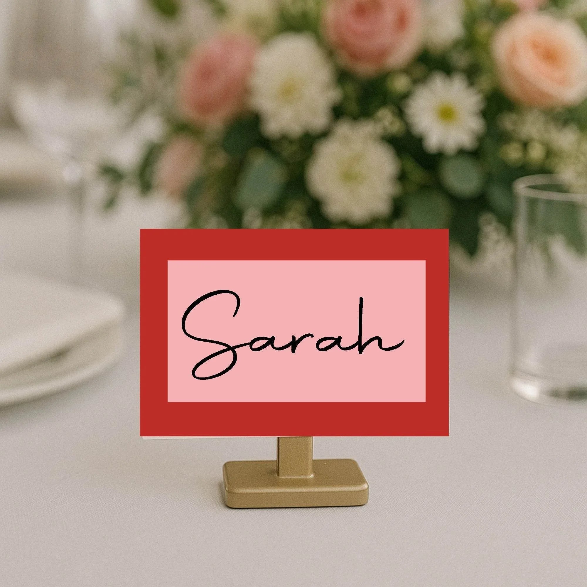 Red & Pink Wedding Place Cards | Pack of 10 | Flat Design - Larosier Prints