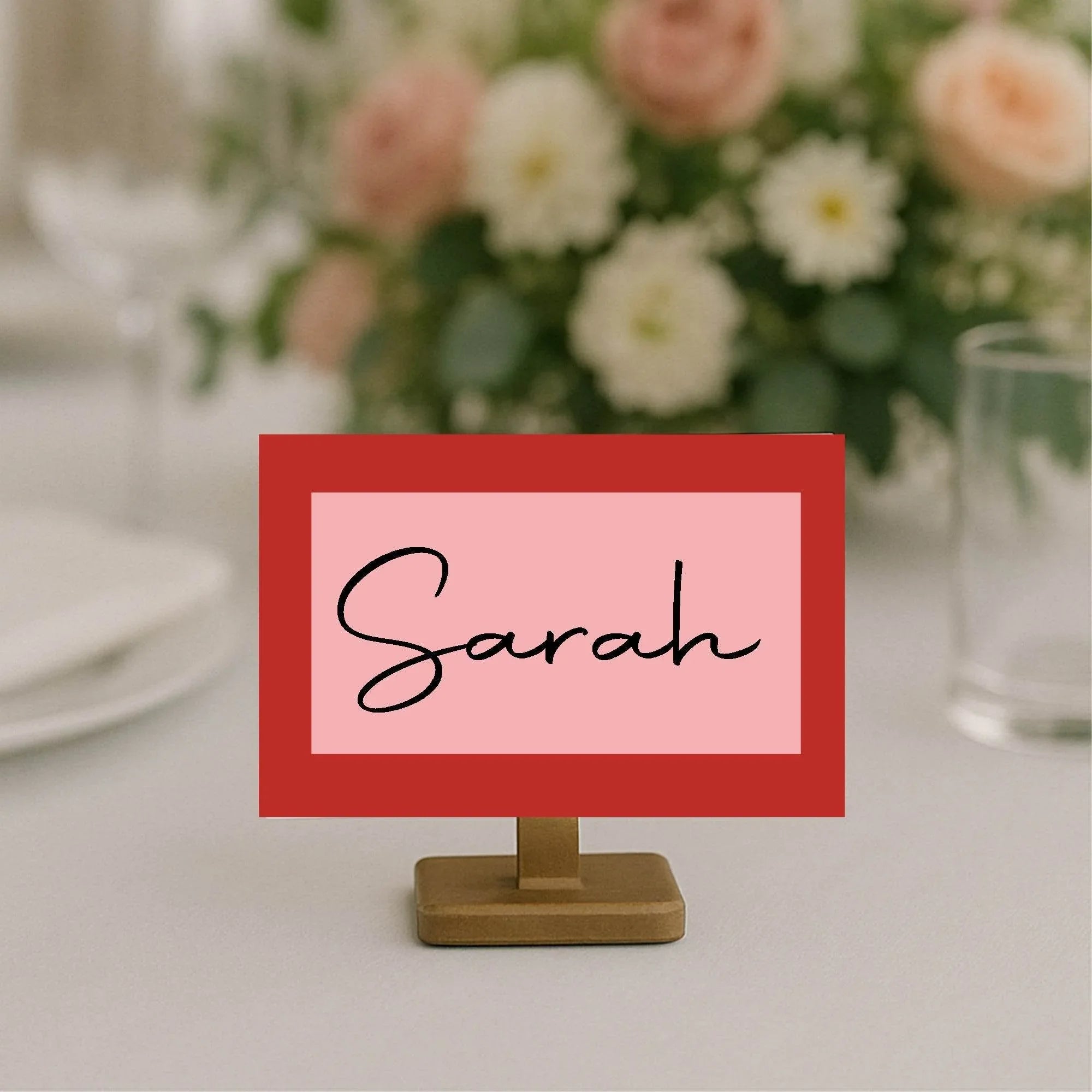 Red & Pink Wedding Place Cards | Pack of 10 | Flat Design - Larosier Prints