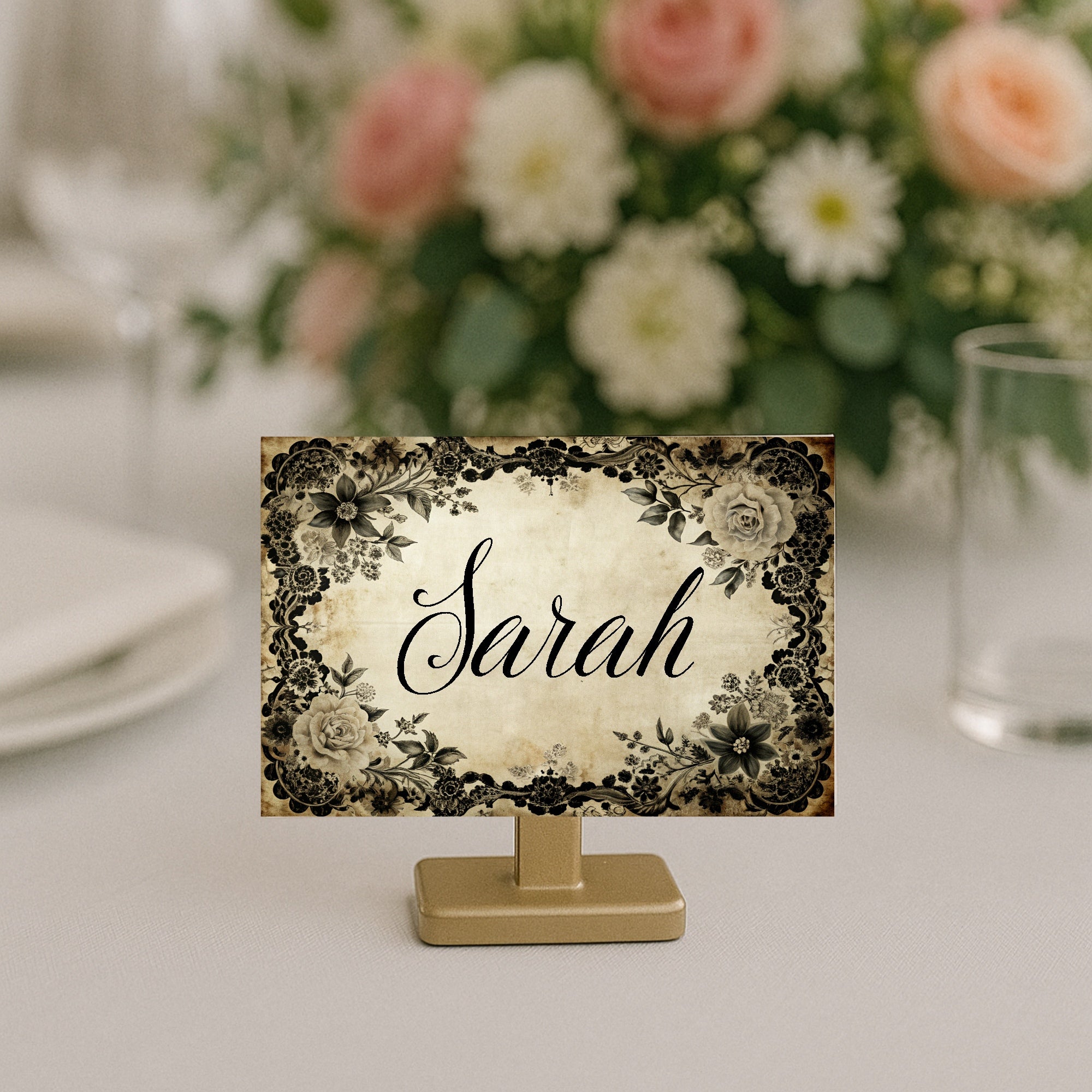 Black Rose Wedding Table Plan Seating Chart Sign