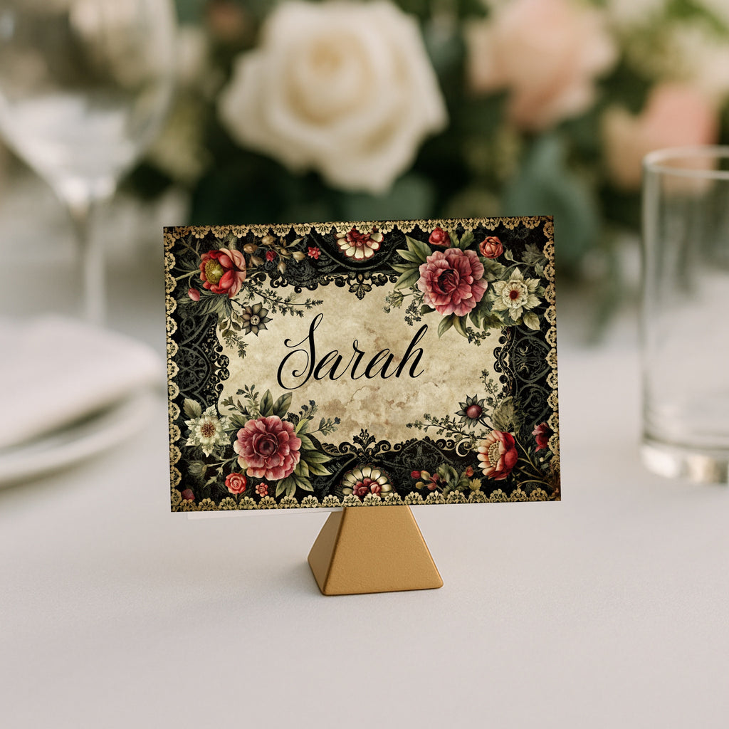 Gothic Engagement Welcome Party Sign | Gothic Floral Frame
