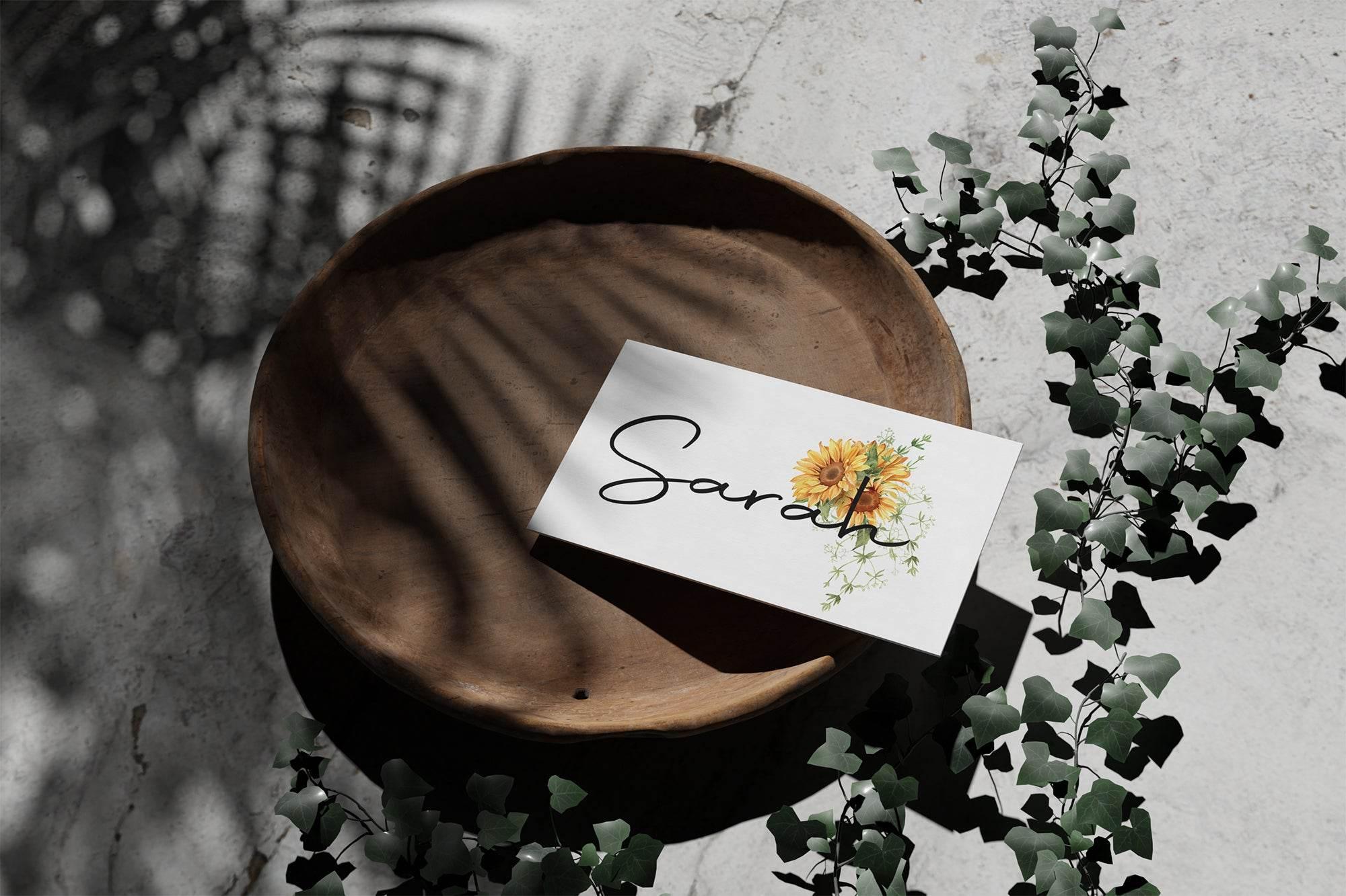 Sunflower Wedding Place Cards | Pack of 10 | Flat Design - Larosier Prints