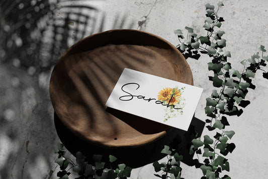 Sunflower Wedding Place Cards | Pack of 10 | Flat Design