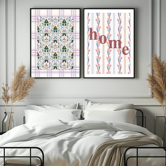 Floral Country Home Pattern Print | Botanical Design