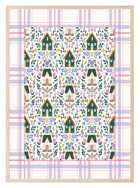 Floral Country Home Pattern Print | Botanical Design