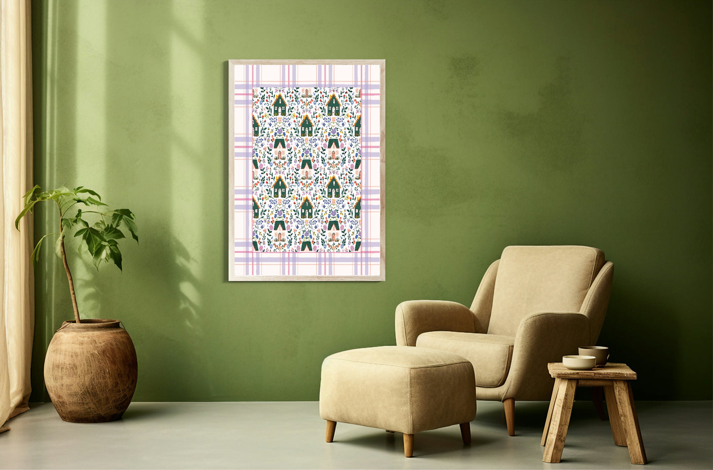 Floral Country Home Pattern Print | Botanical Design