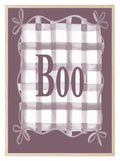Boo Checkered Print | Halloween Wall Art | Purple Background & Round Border - Larosier Prints