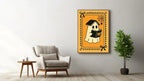Ghost Reader Print | Halloween Wall Art | Orange Background | Black Border - Larosier Prints