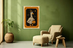 Halloween Goose Print | Spooky Wall Art | Black Background | Orange Border - Larosier Prints