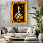 Halloween Goose Print | Spooky Wall Art | Black Background | Orange Border - Larosier Prints