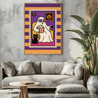 Ghost Movie Print | Cute Halloween Wall Art | Purple & Orange Stripes - Larosier Prints