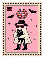 Ghost Disco Print | Fun Halloween Wall Art | Pink - Larosier Prints