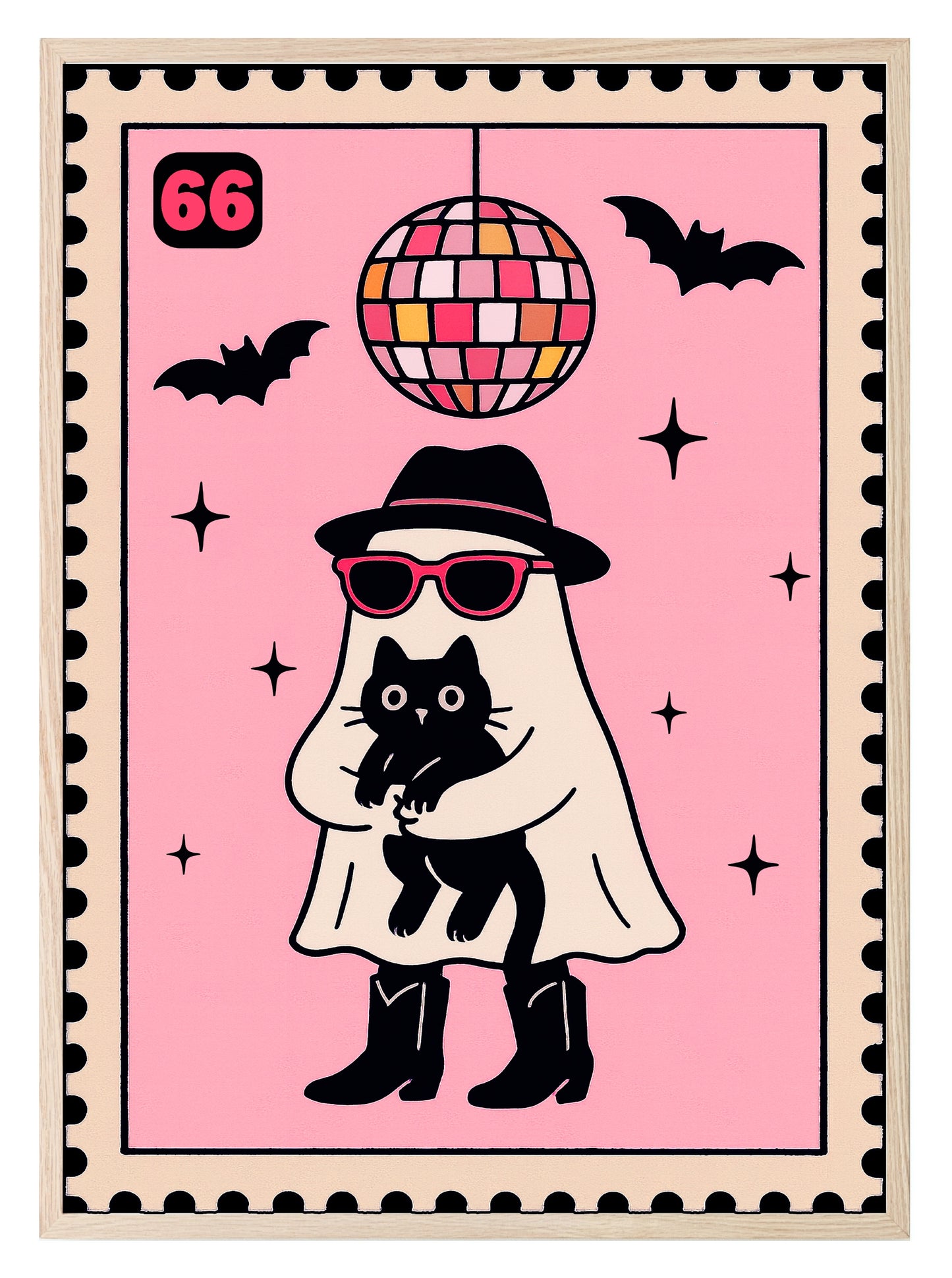Ghost Disco Print | Fun Halloween Wall Art | Pink