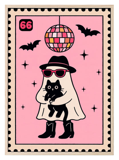 Ghost Disco Print | Fun Halloween Wall Art | Pink