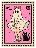 Ghost Dress Print | Cute Halloween Wall Art | Pink - Larosier Prints