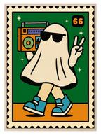 Ghost Music Print | Cool Halloween Wall Art | Orange & Green - Larosier Prints