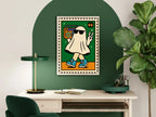 Ghost Music Print | Cool Halloween Wall Art | Orange & Green - Larosier Prints