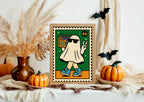 Ghost Music Print | Cool Halloween Wall Art | Orange & Green - Larosier Prints