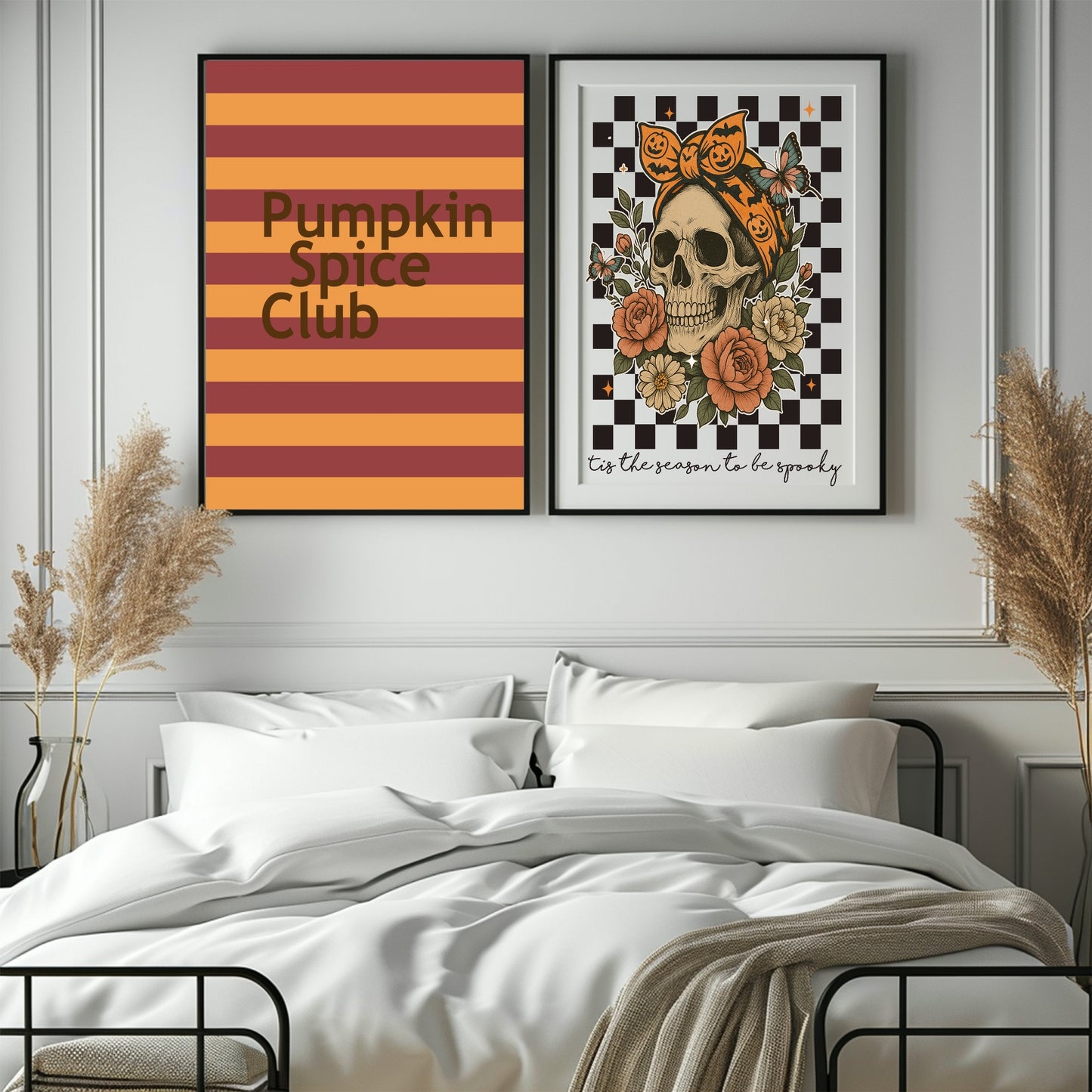 Pumpkin Spice Club Print | Autumnal Wall Art | Red & Orange Stripes