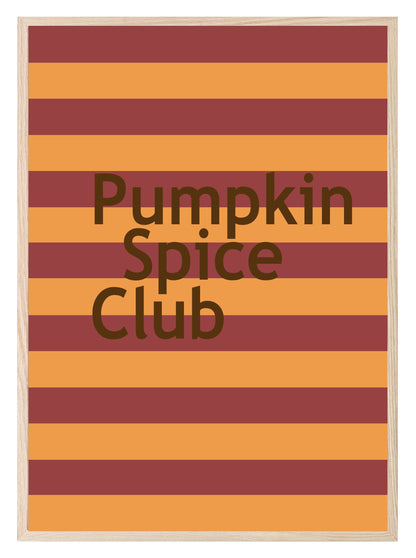 Pumpkin Spice Club Print | Autumnal Wall Art | Red & Orange Stripes
