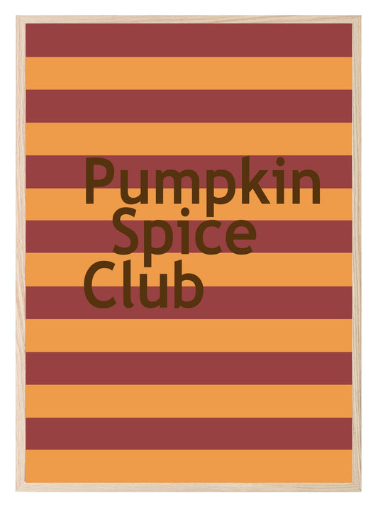 Pumpkin Spice Club Print | Autumnal Wall Art | Red & Orange Stripes