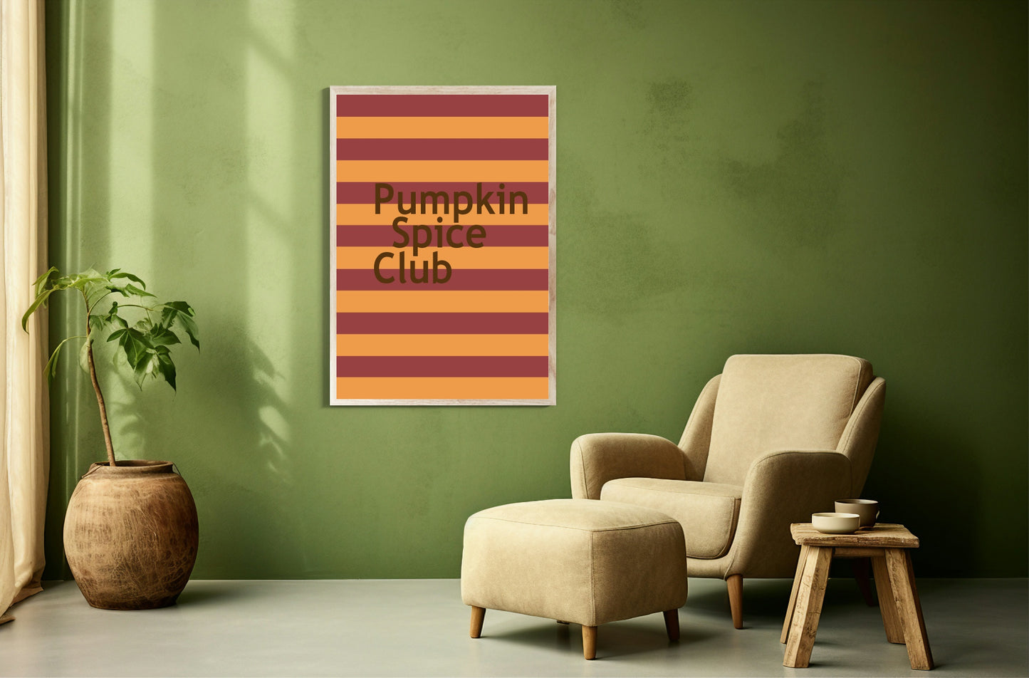 Pumpkin Spice Club Print | Autumnal Wall Art | Red & Orange Stripes