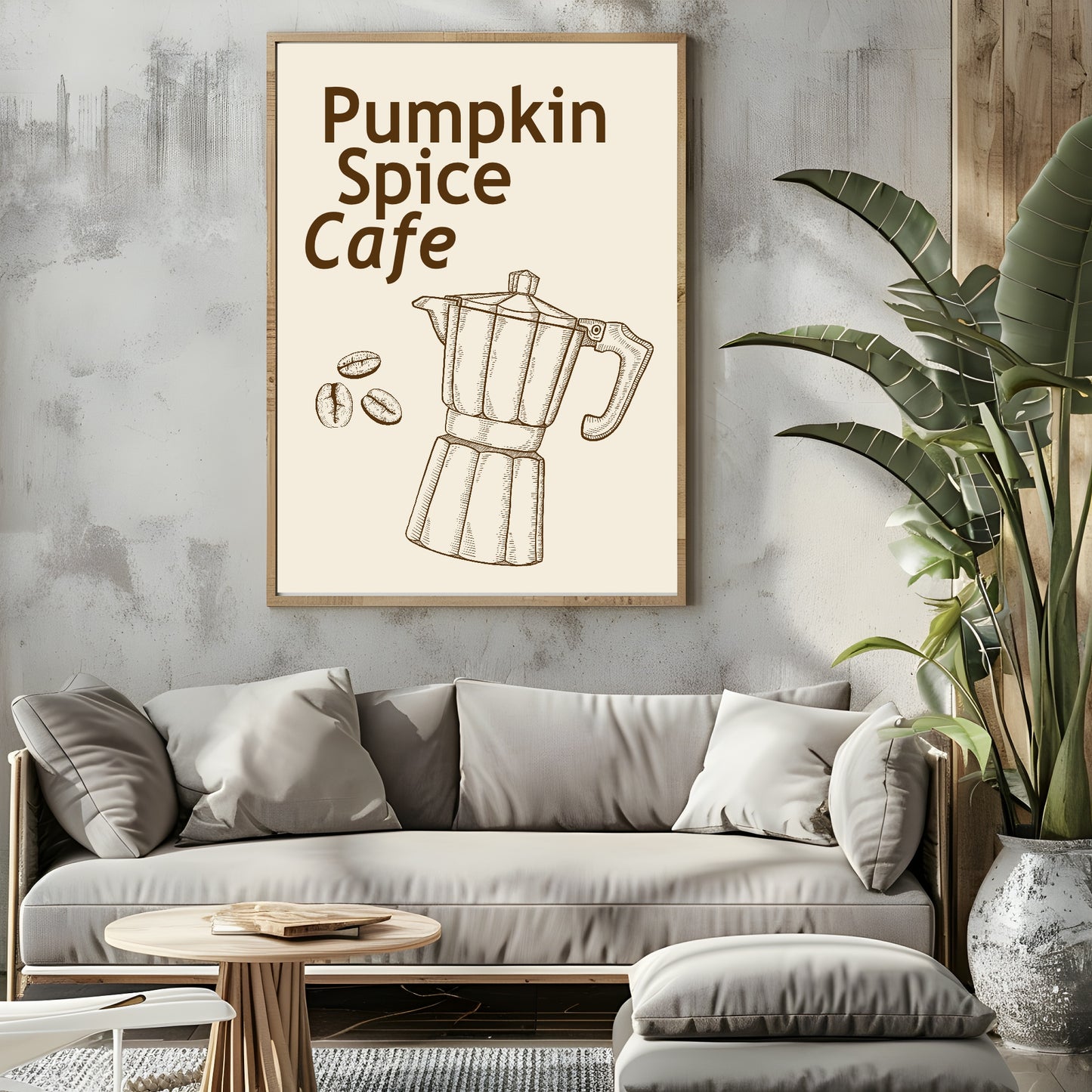 Pumpkin Spice Café Print | Cosy Autumn Wall Art | Seasonal Design