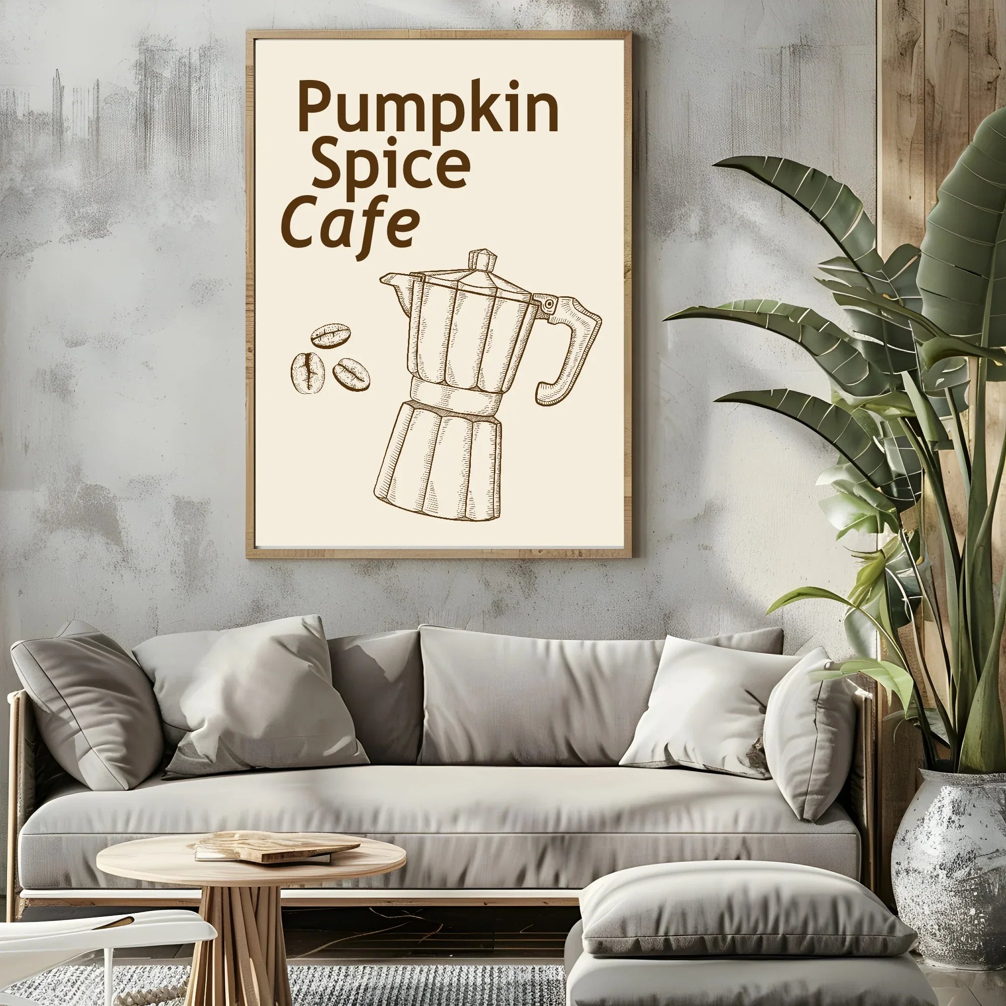Pumpkin Spice Café Print | Cosy Autumn Wall Art | Seasonal Design - Larosier Prints