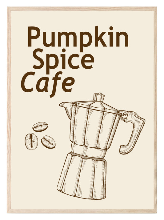 Pumpkin Spice Café Print | Cosy Autumn Wall Art | Seasonal Design
