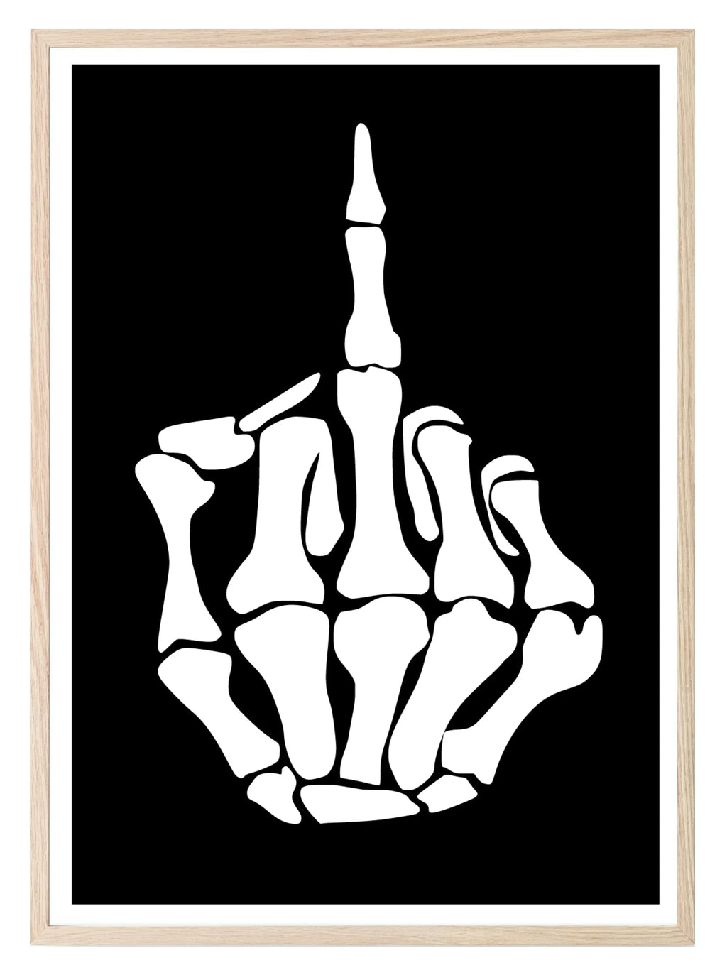 Skeleton Finger Print | Funny Gothic Wall Art | Black & White - Larosier Prints