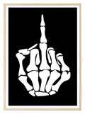 Skeleton Finger Print | Funny Gothic Wall Art | Black & White - Larosier Prints