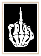 Skeleton Finger Print | Funny Gothic Wall Art | Black & White - Larosier Prints