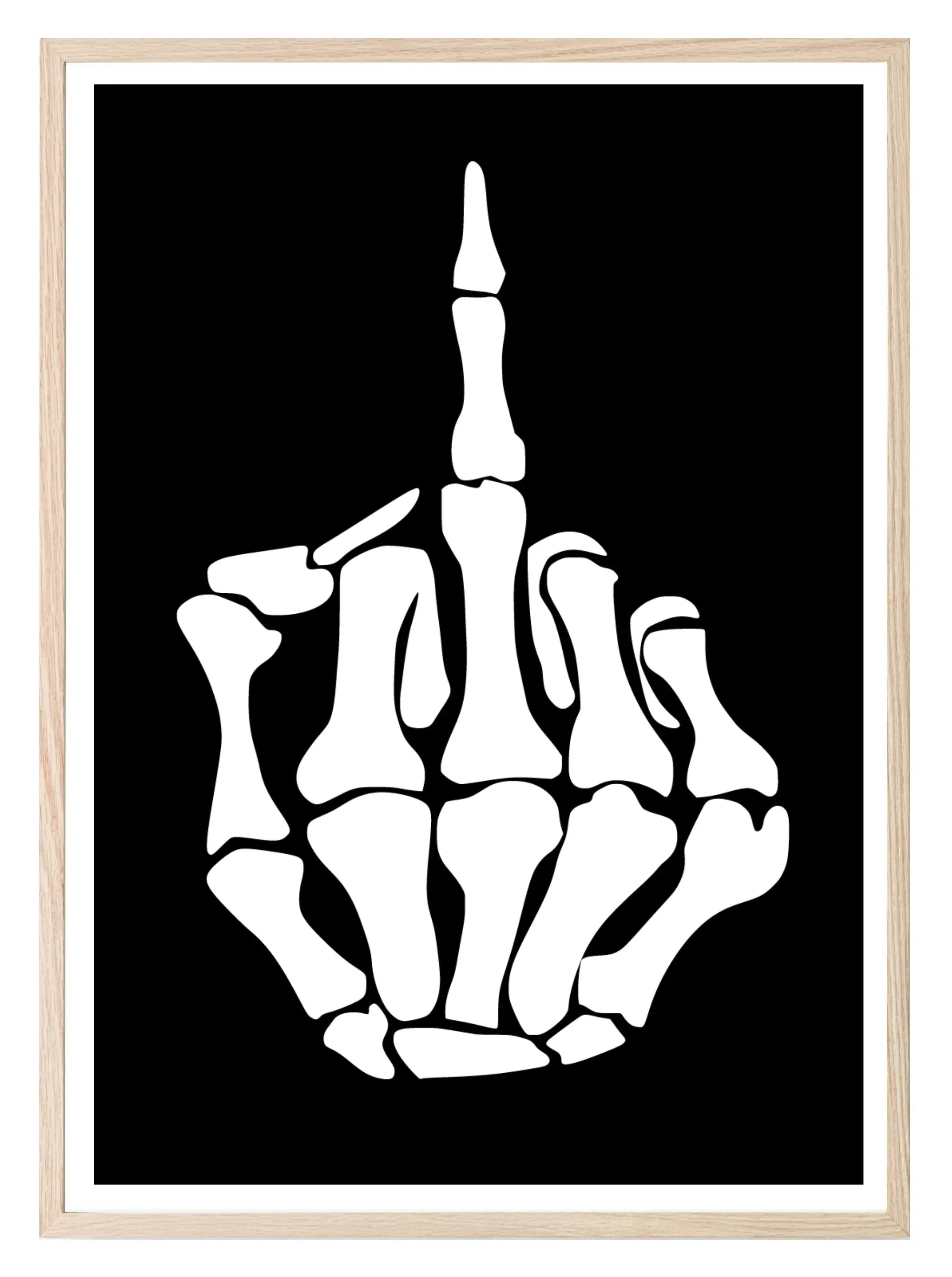 Skeleton Finger Print | Funny Gothic Wall Art | Black & White - Larosier Prints