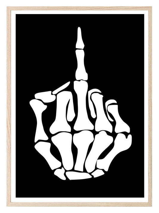 Skeleton Finger Print | Funny Gothic Wall Art | Black & White