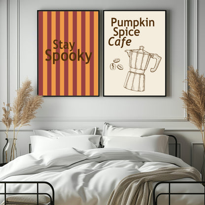 Pumpkin Spice Café Print | Cosy Autumn Wall Art | Seasonal Design