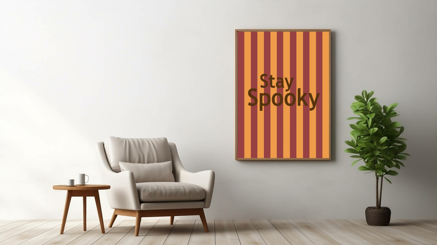 Stay Spooky Print | Halloween Wall Art | Red & Orange Stripes