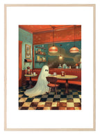 Ghost Diner Print | Cute Halloween Wall Art | Spooky Retro Design - Larosier Prints
