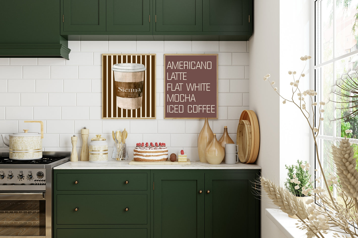Personalised Coffee Cup Print | Cute Kitchen Wall Art | Striped